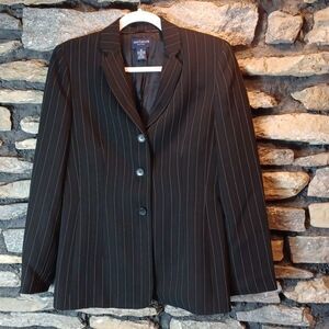 Women's Ann Taylor pin stripe blazer suit jacket black sz 6 petite